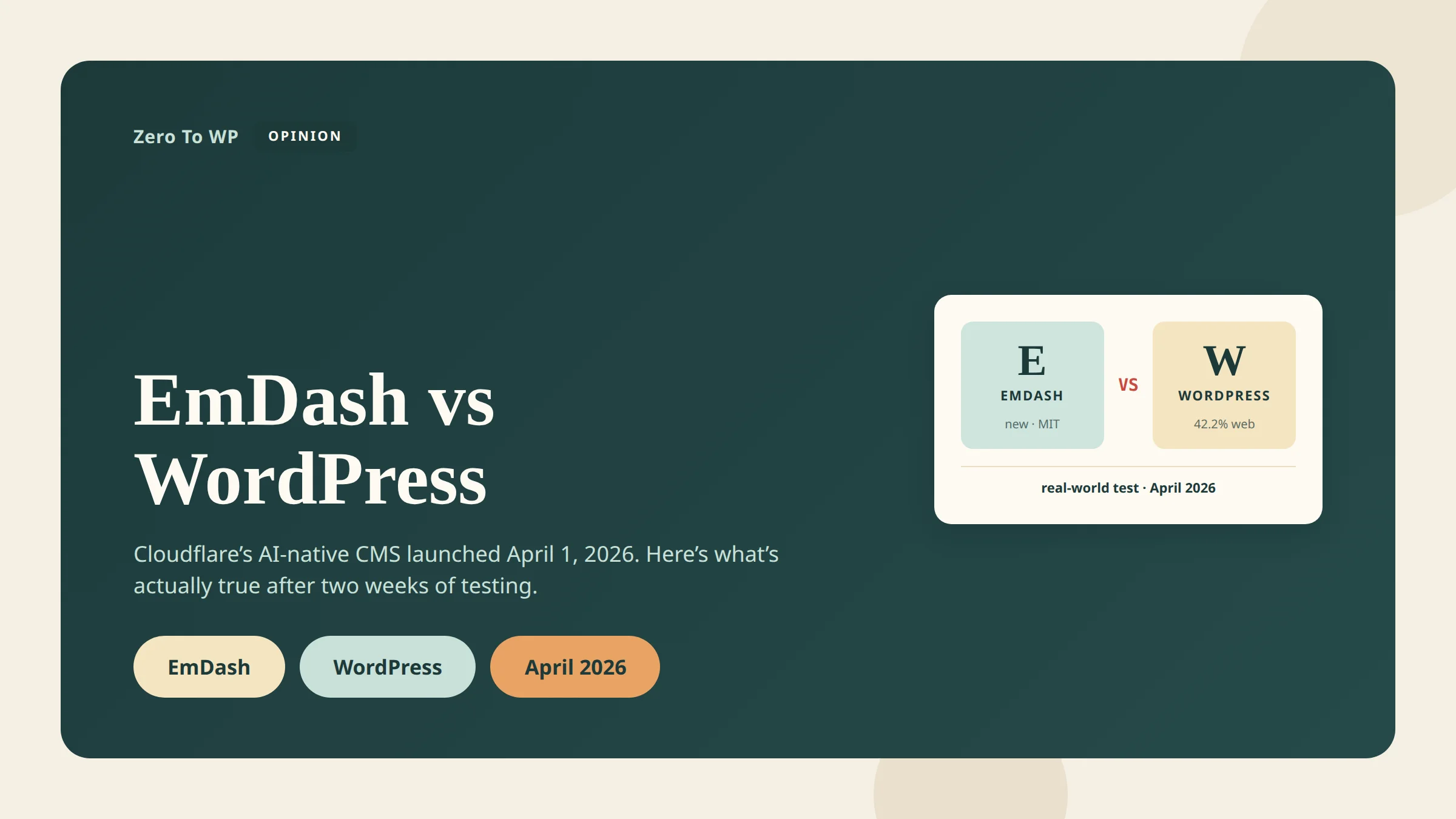 Cloudflare EmDash vs WordPress AI-native CMS comparison April 2026