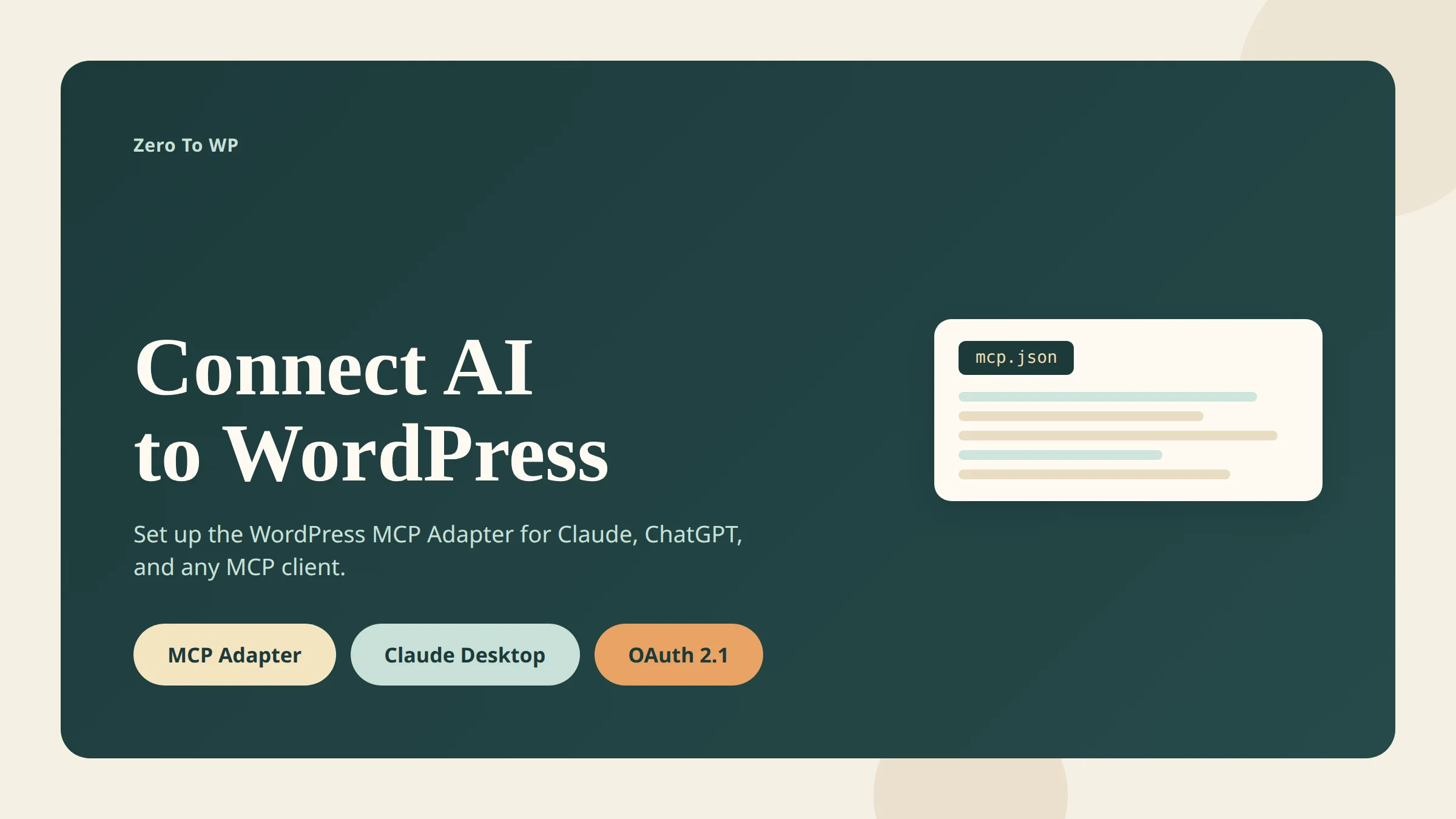 Connect AI agents to WordPress using the official MCP Adapter and Claude Desktop