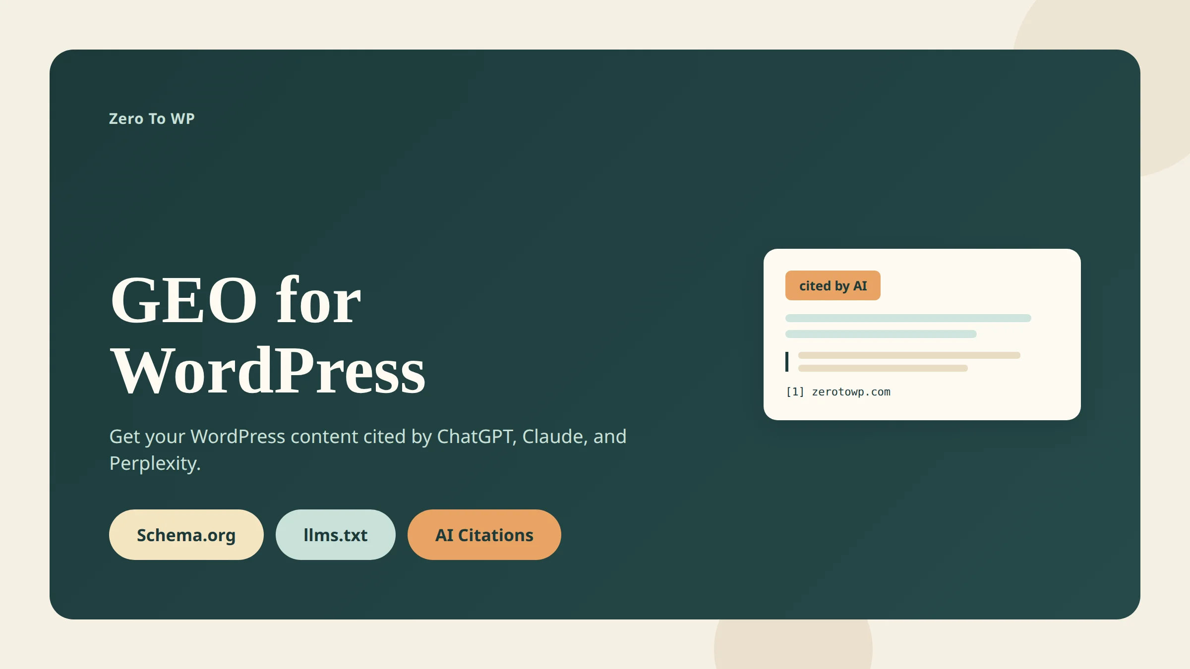 Optimize WordPress for AI search with GEO (Generative Engine Optimization)