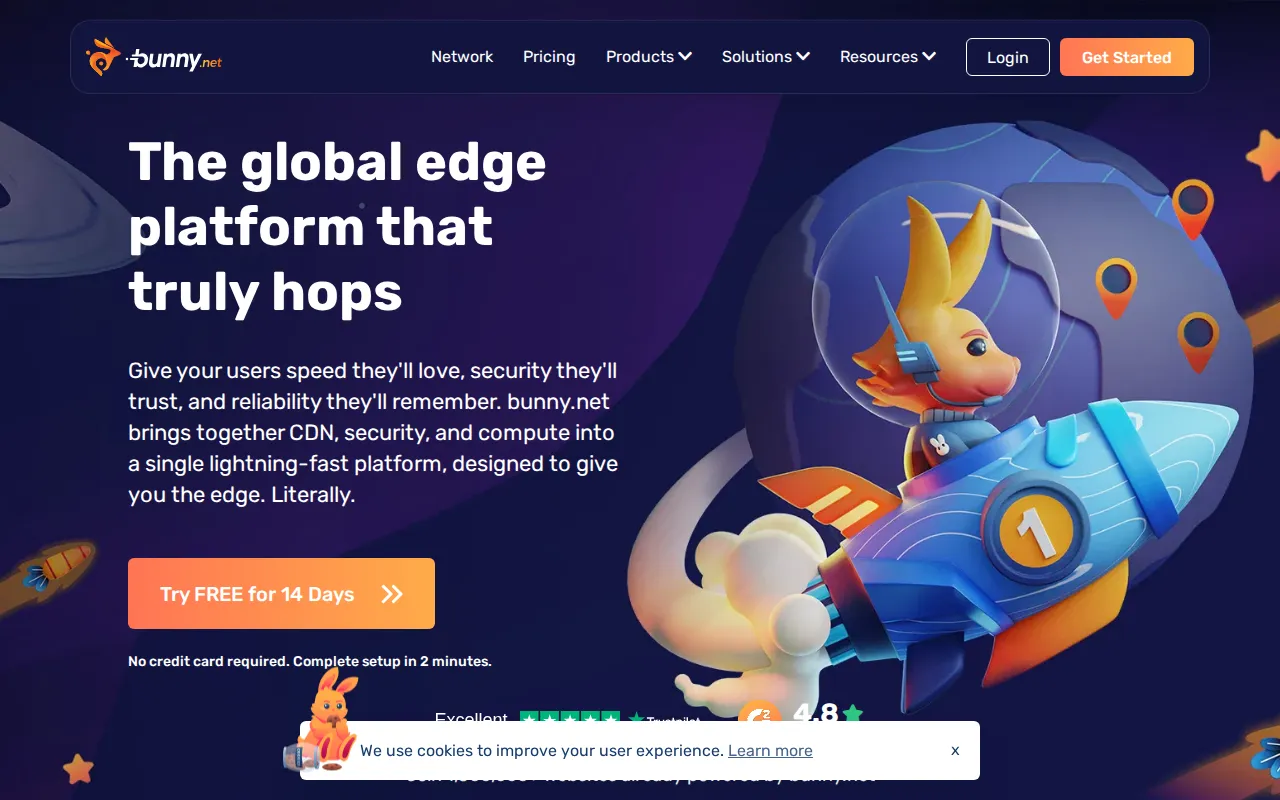 BunnyCDN homepage — a popular alternative CDN for WordPress sites