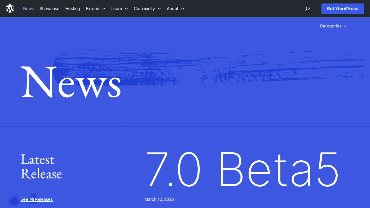 WordPress.org News — an example of a blog