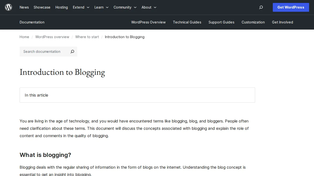 WordPress.org Introduction to Blogging