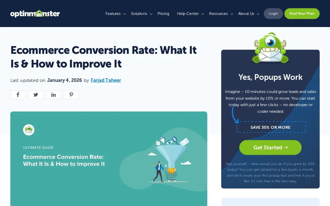 OptinMonster guide on ecommerce conversion rate optimization
