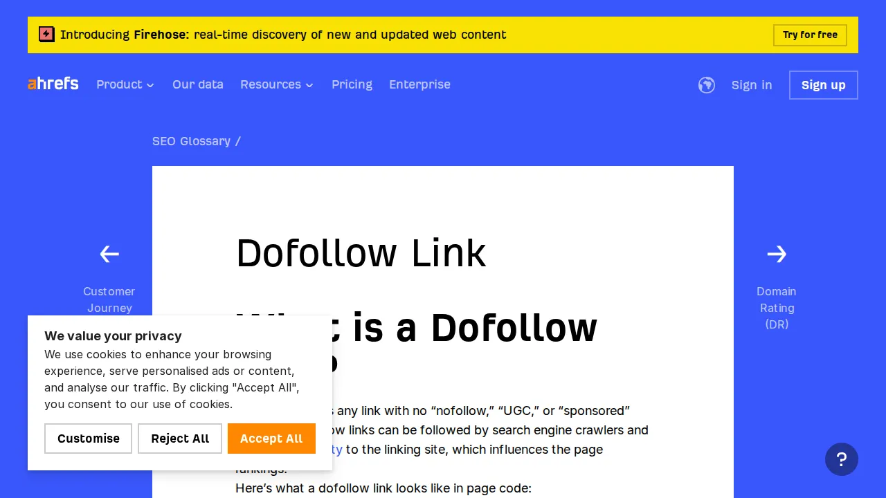 Ahrefs glossary — dofollow links