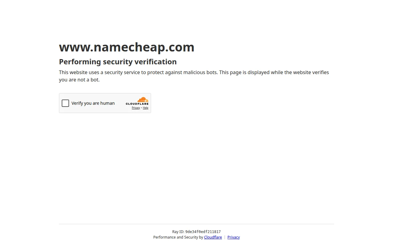 Namecheap domain search page where you can search for and register domain names for your WordPress website