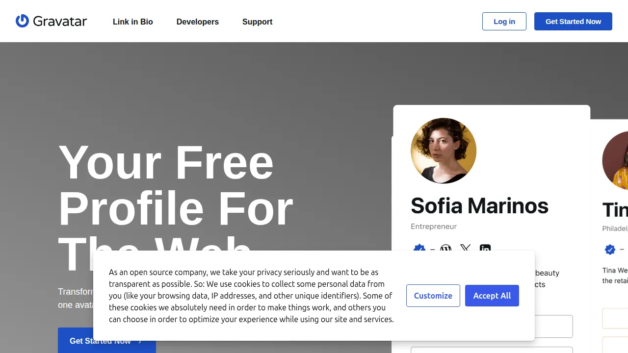 Gravatar.com homepage