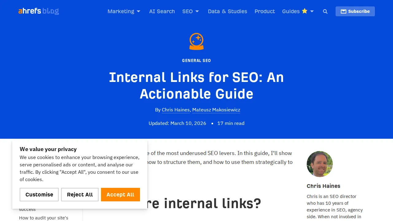Ahrefs guide to internal links for SEO