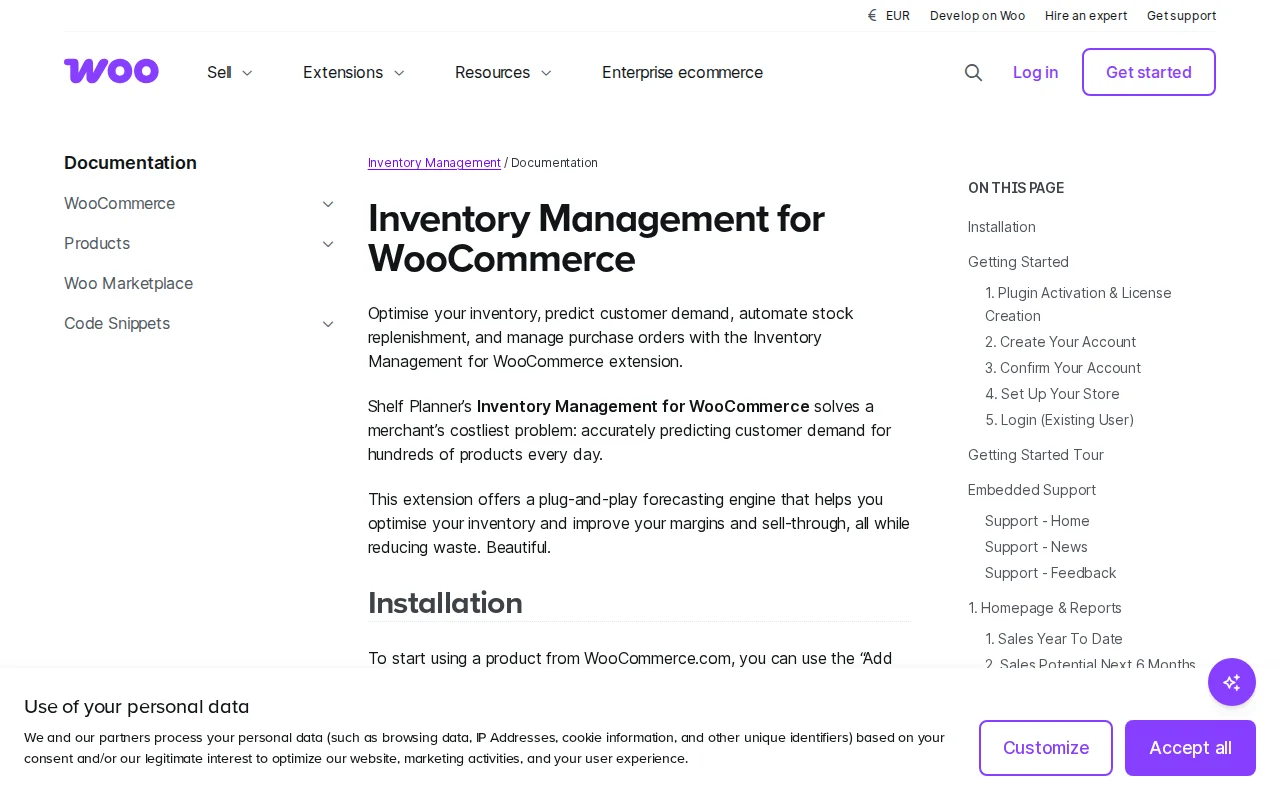 WooCommerce inventory settings documentation
