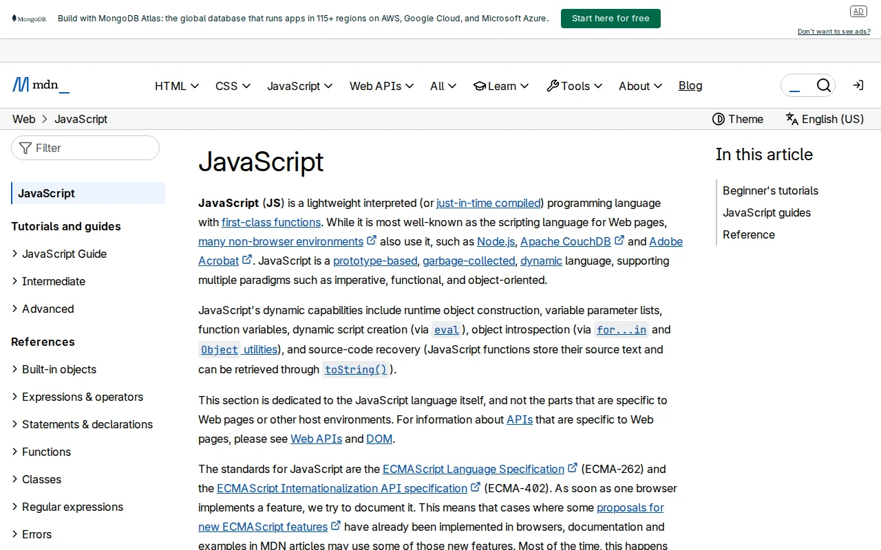 MDN Web Docs JavaScript reference