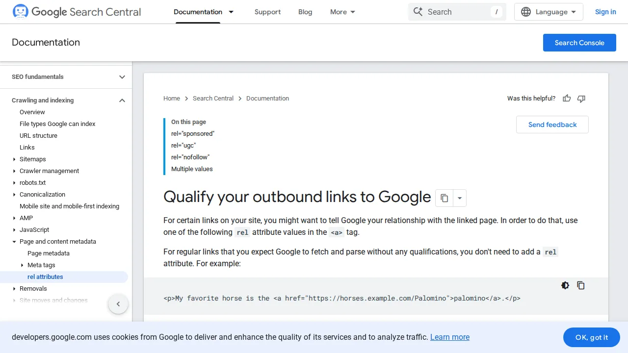 Google Search Central docs on nofollow, sponsored, ugc