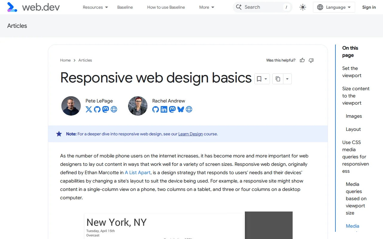 web.dev responsive web design basics guide
