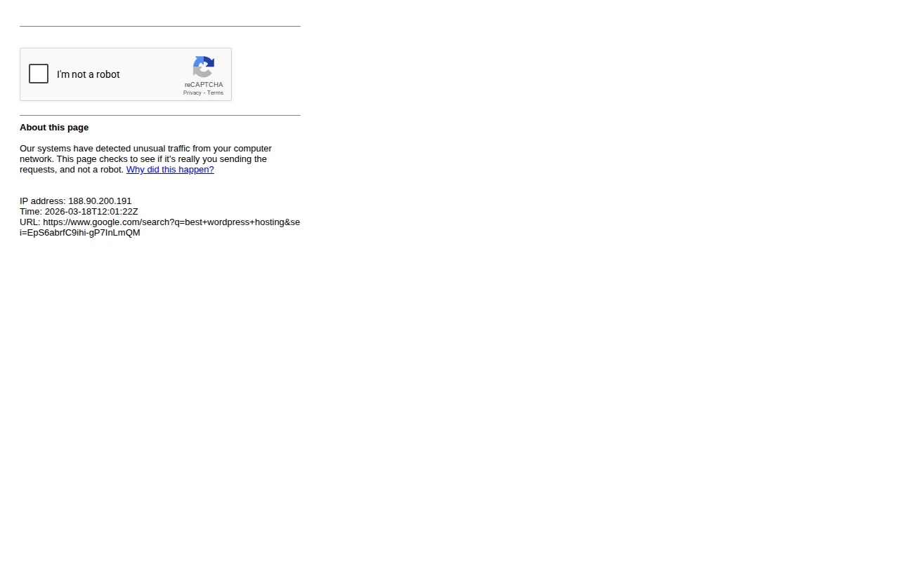 Google search results page for best wordpress hosting showing organic results, ads, and SERP features