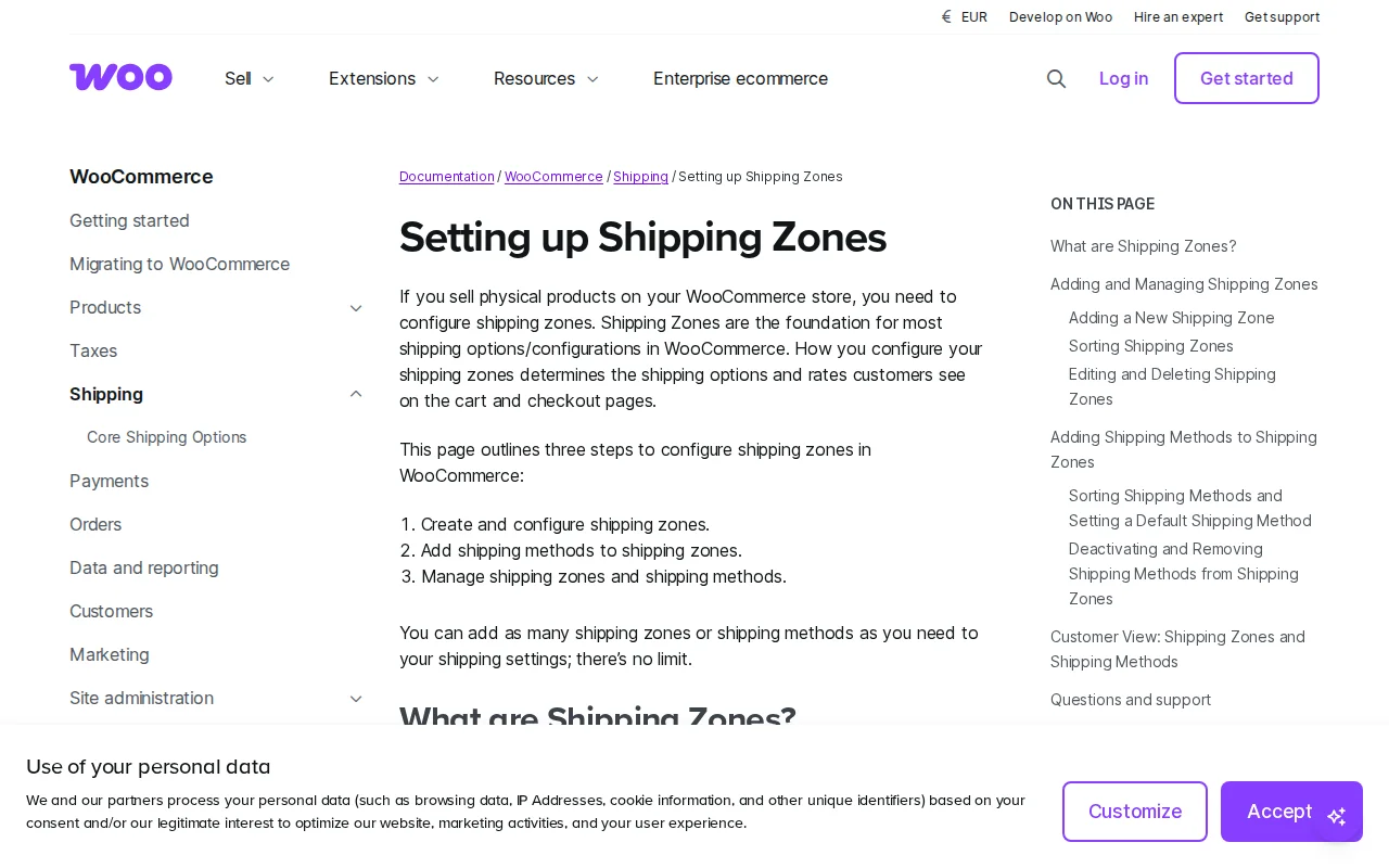 WooCommerce shipping zones documentation