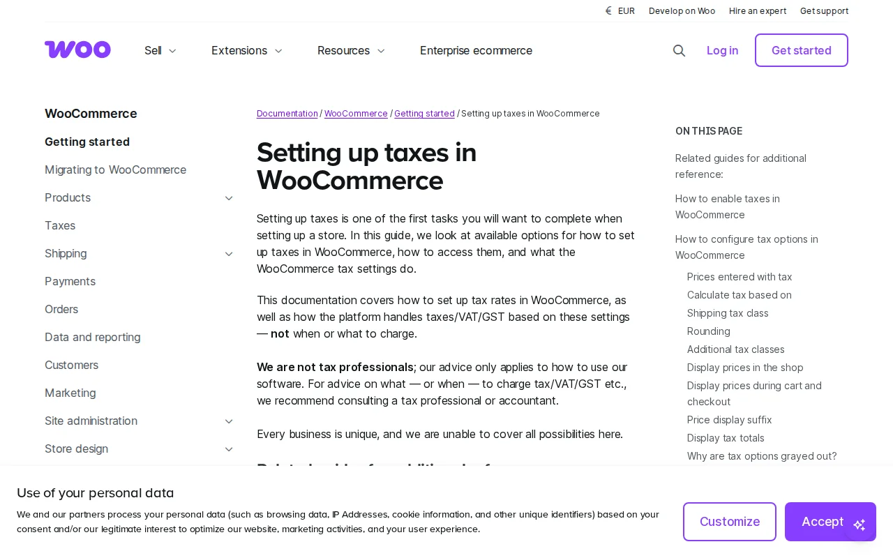 WooCommerce tax settings documentation