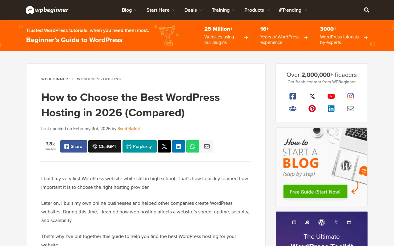 WPBeginner guide on how to choose the best WordPress hosting
