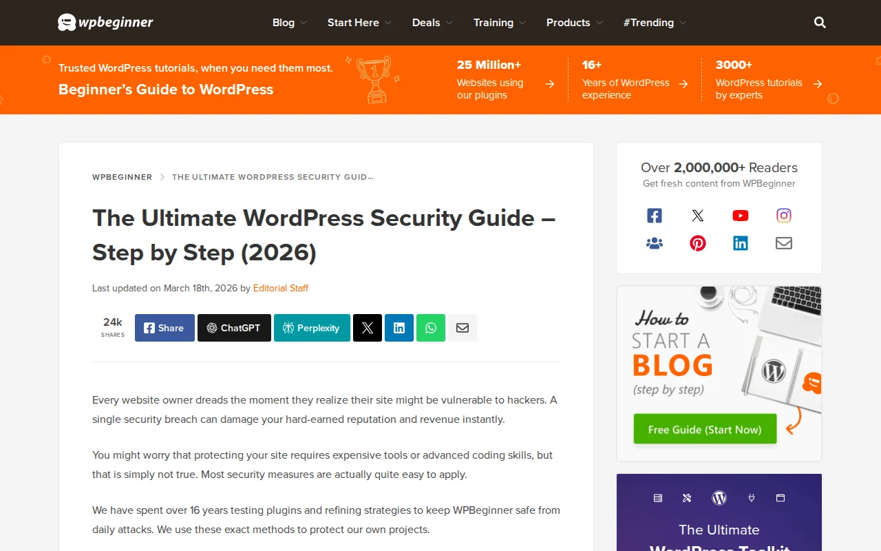 WPBeginner Ultimate WordPress Security Guide
