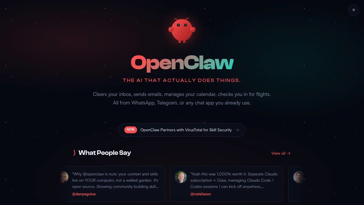 OpenClaw homepage — The AI that actually does things