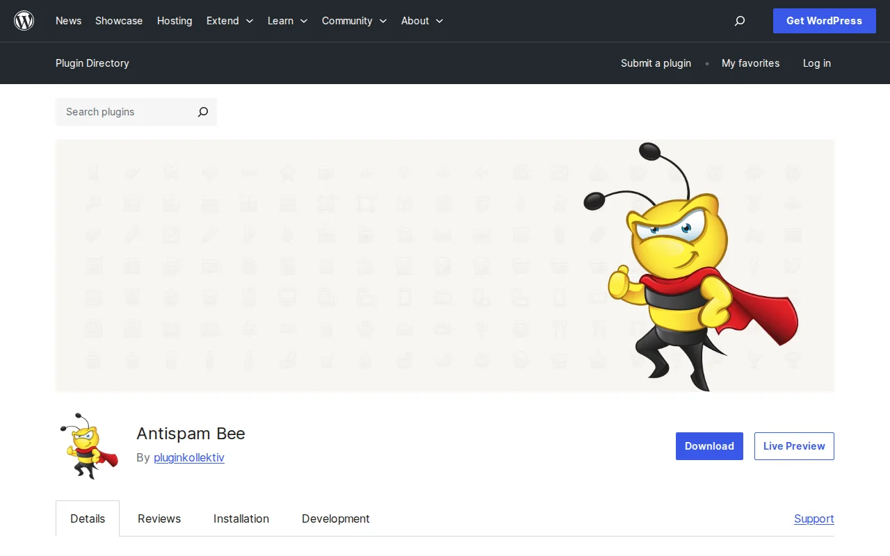 Antispam Bee plugin page on WordPress.org