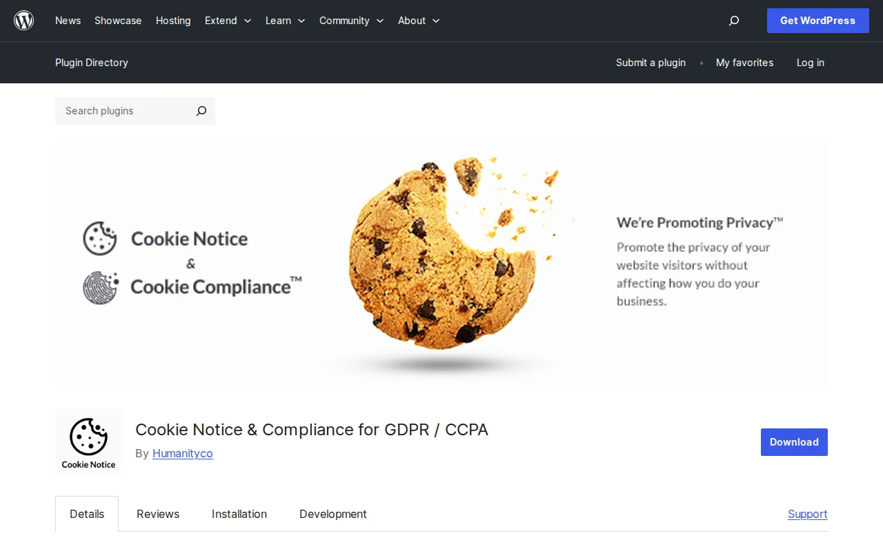 Cookie Notice plugin on WordPress.org