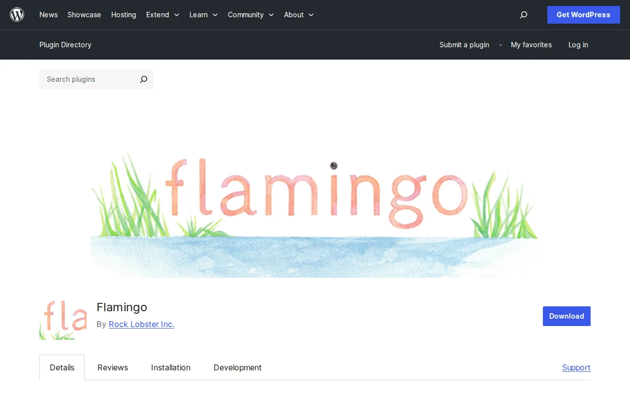 Flamingo plugin page on WordPress.org