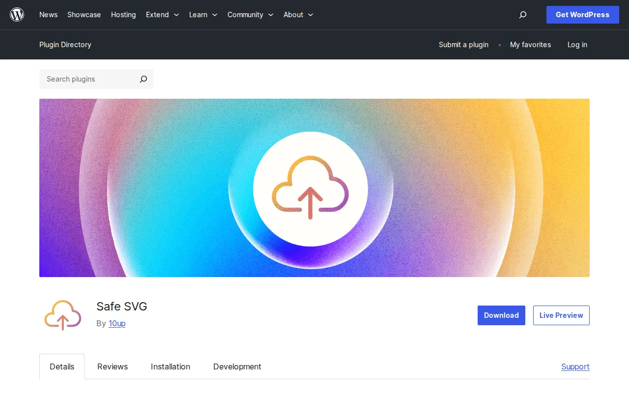Safe SVG plugin on WordPress.org by 10up