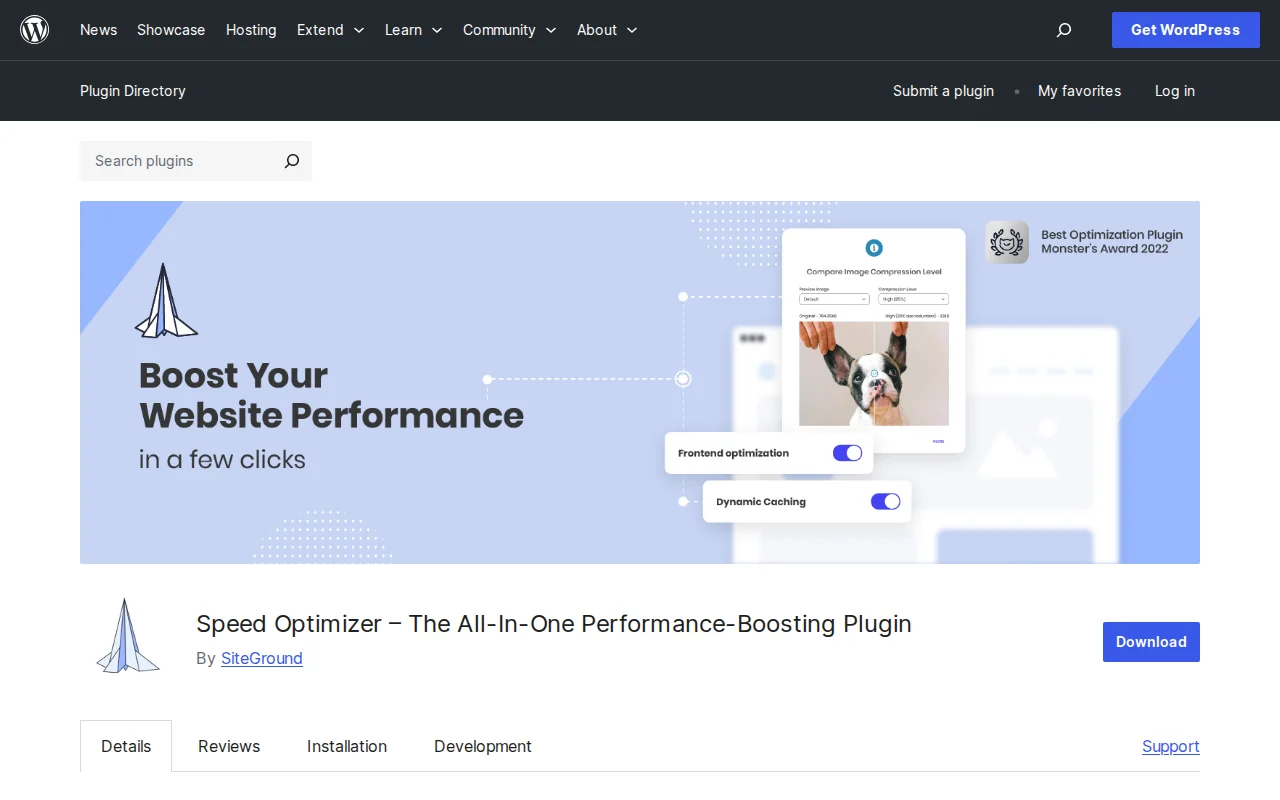 Speed Optimizer plugin on WordPress.org — SiteGround performance plugin