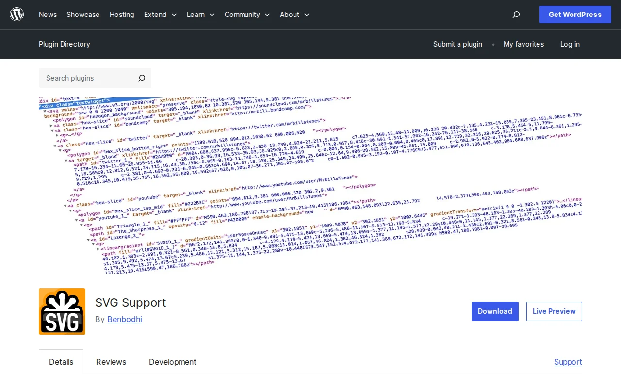 SVG Support plugin on WordPress.org — enable secure SVG uploads with sanitization