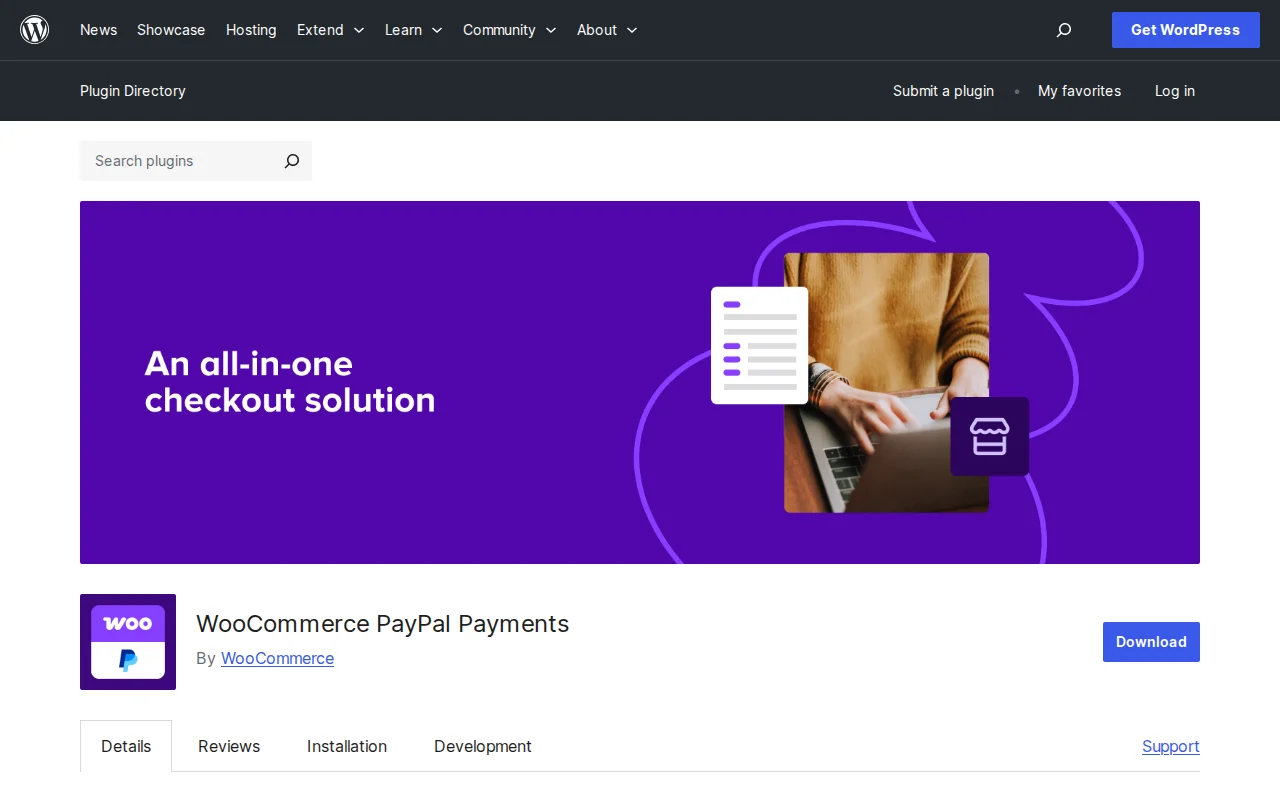 WooCommerce PayPal Payments plugin page on WordPress.org