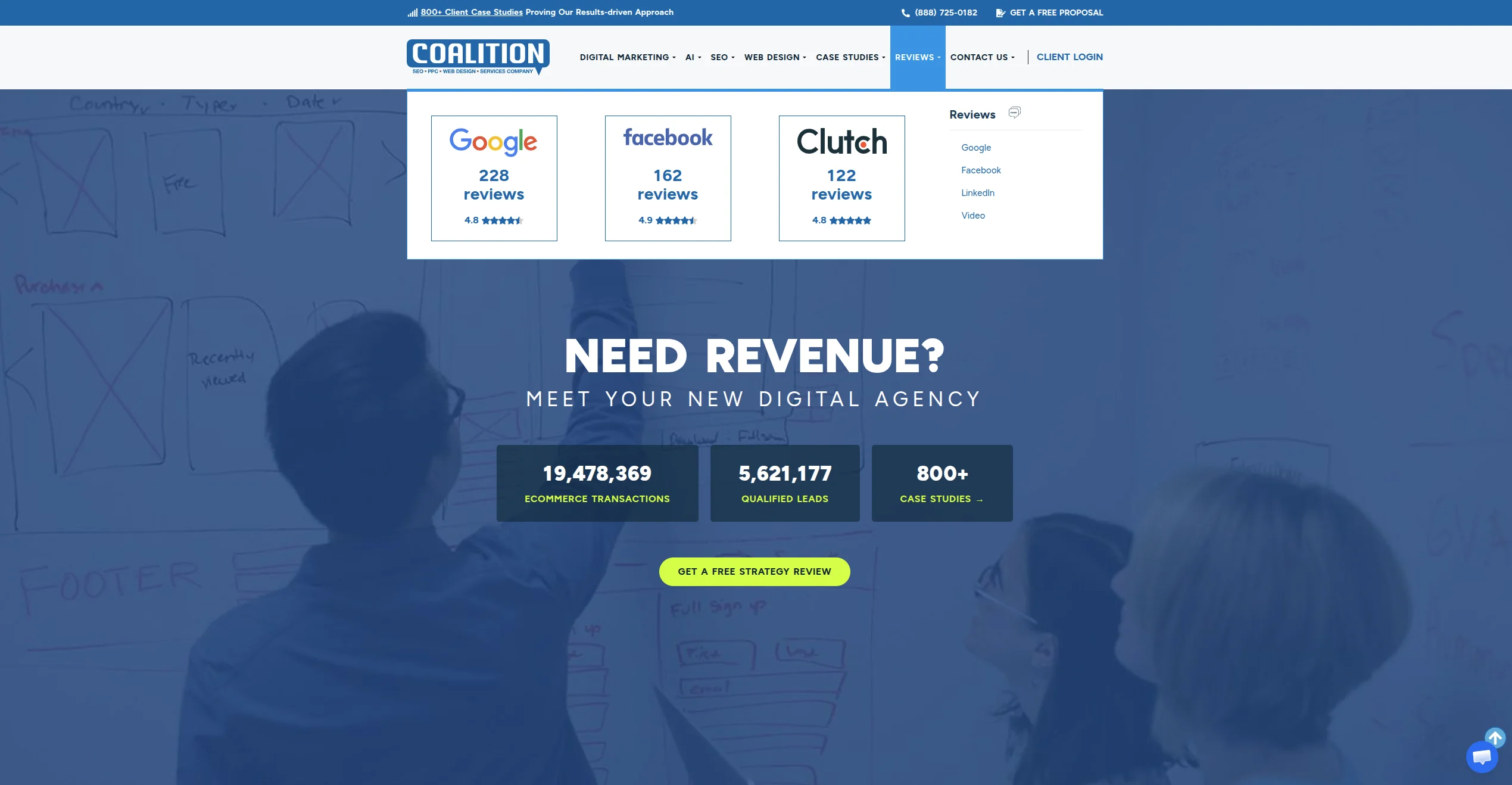 Coalition Technologies homepage — a technical SEO agency with 700+ case studies