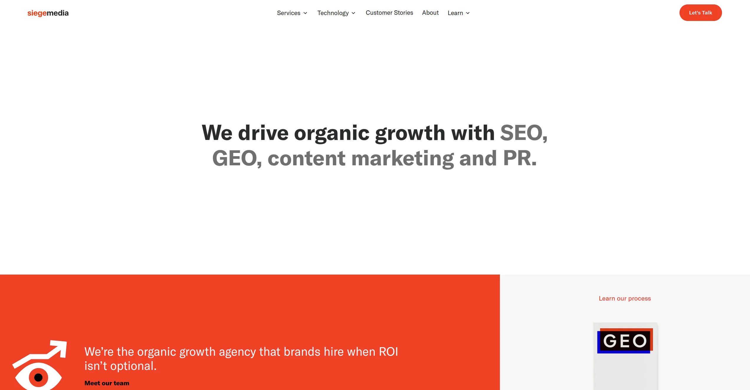 Siege Media homepage — a content-focused SEO agency
